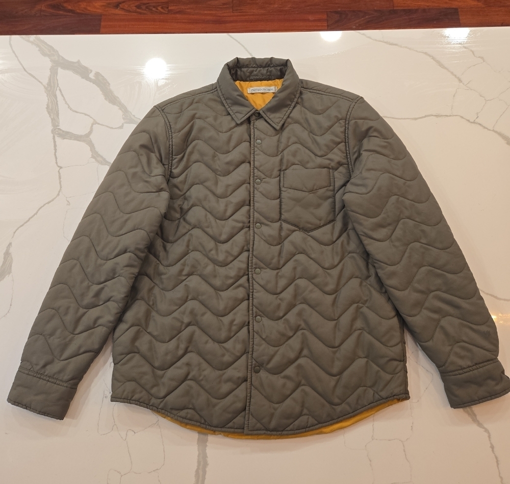 OuterKnown Quilted Econyl Lightweight Puffer Shirt Jacket Green Medium Cabincore
